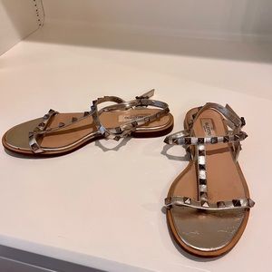 Valentino rockstud sandals in silver metallic in 37.5